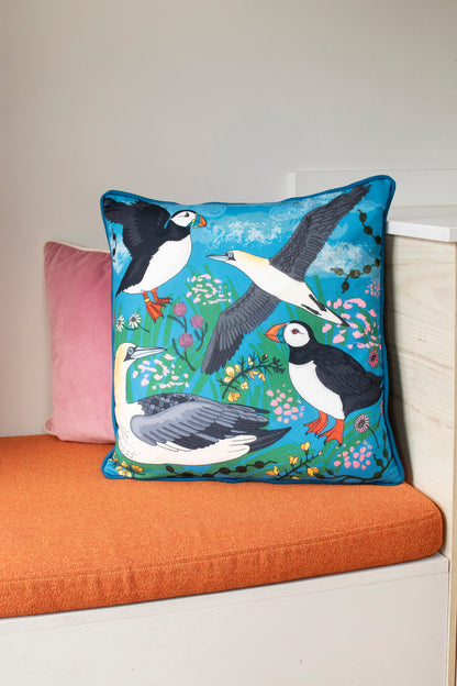 Printed Cushion Cover | Hand-Drawn Animal Prints | 100% Cotton | 45cm | Karen Mabon