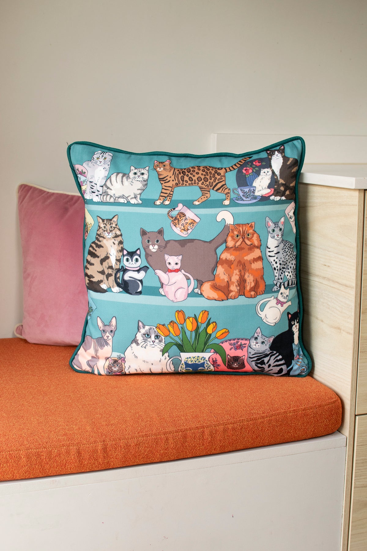 Printed Cushion Cover | Hand-Drawn Animal Prints | 100% Cotton | 45cm | Karen Mabon