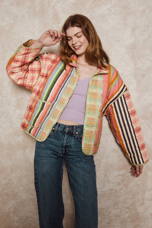 Women's Quilted Jacket | Highland Patchwork | Cotton | Tartan | Karen Mabon