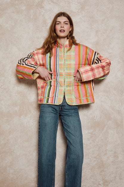 Women's Quilted Jacket | Highland Patchwork | Cotton | Tartan | Karen Mabon