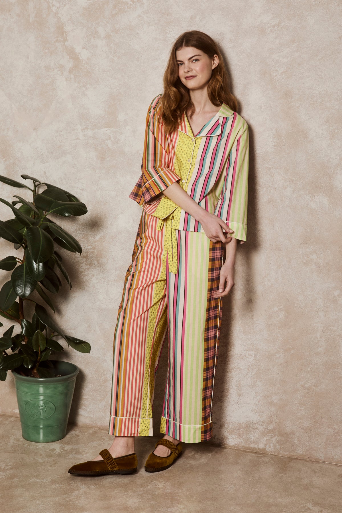 Women's Cotton Pyjama Set | Pattern Parade | Stripe & Floral | Karen Mabon