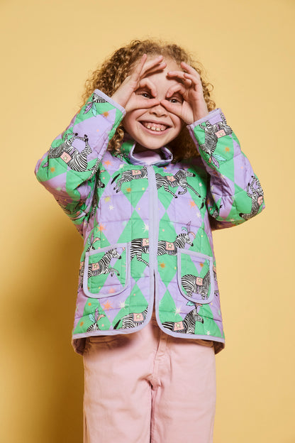 Kids Quilted Jacket | A Dazzle of Zebra | Cotton | Karen Mabon