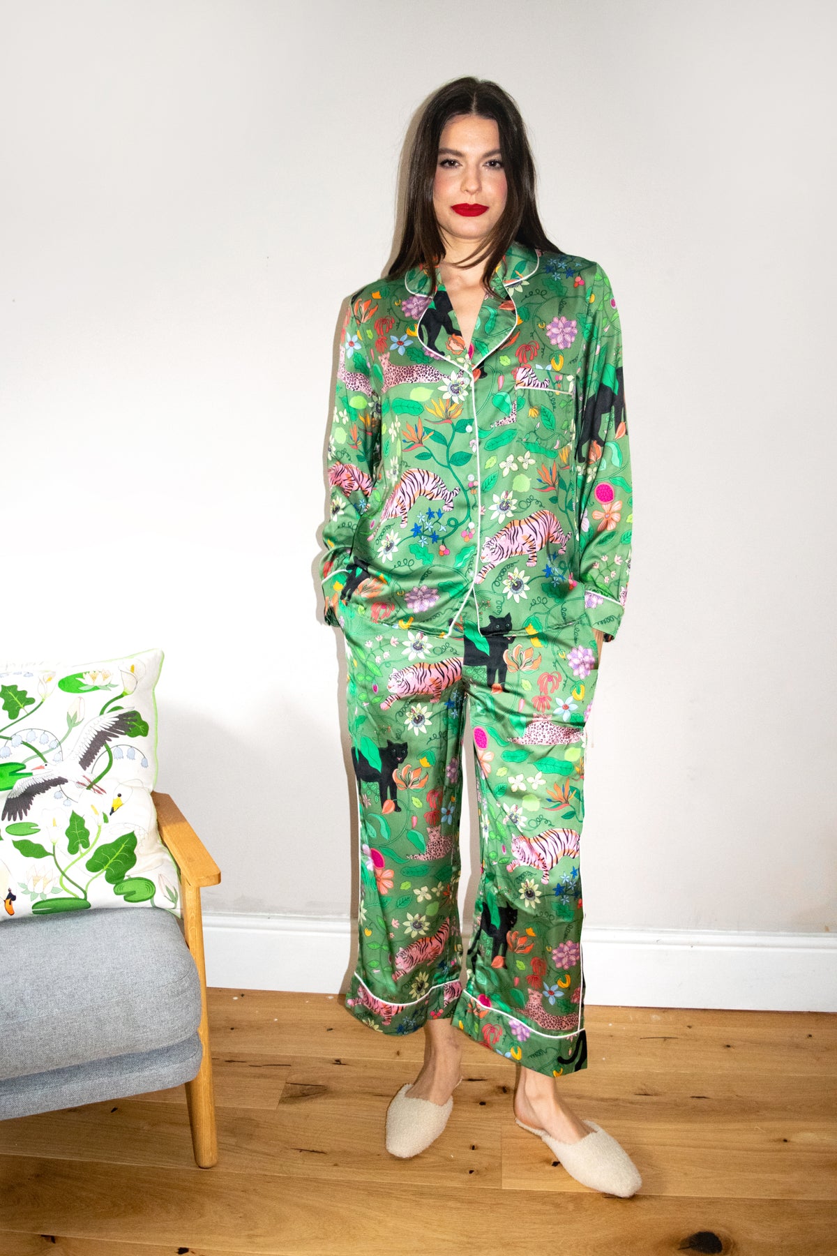 Wild Creatures Green Satin Pyjama Set SALE26