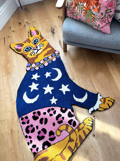 Cat Rug | Stars and Moons | Handmade Wool Animal Rug | Karen Mabon x Courthouse