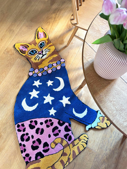Cat Rug | Stars and Moons | Handmade Wool Animal Rug | Karen Mabon x Courthouse
