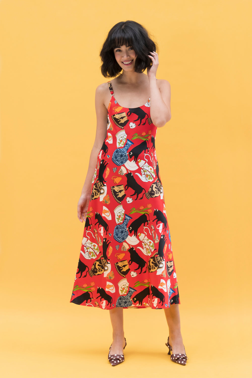 Bull in a China Shop | Silk Midi Dress for Summer by Karen Mabon