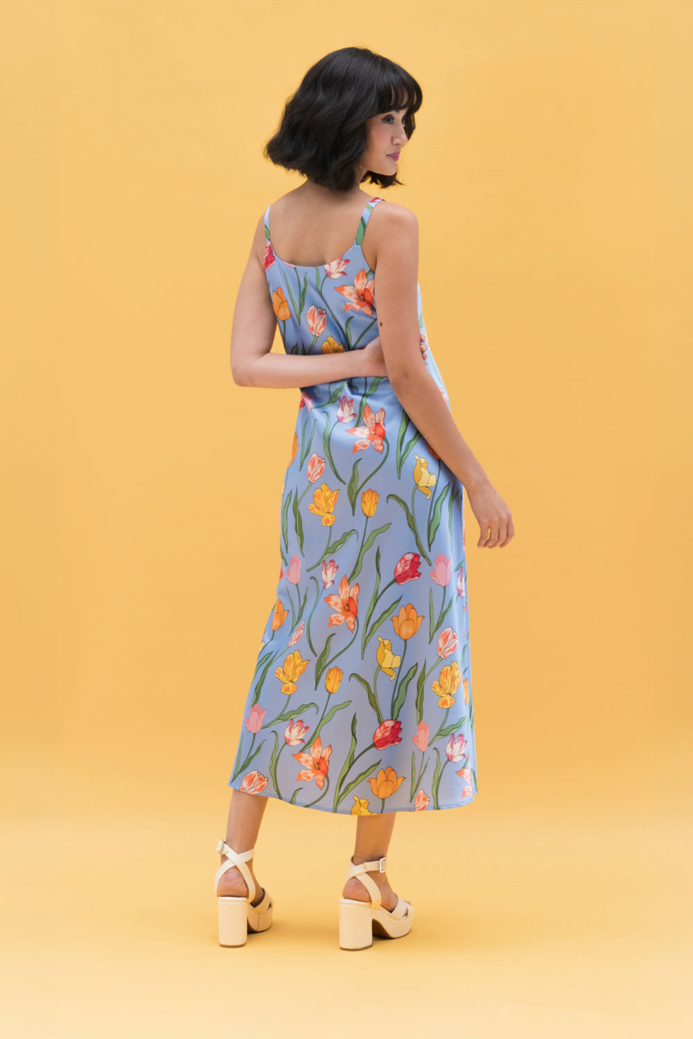 Tulips | Silk Midi Dress for Summer by Karen Mabon