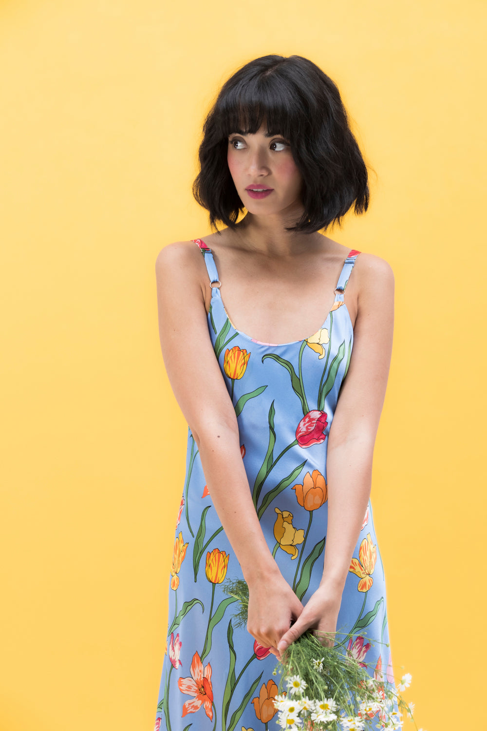 Tulips | Silk Midi Dress for Summer by Karen Mabon