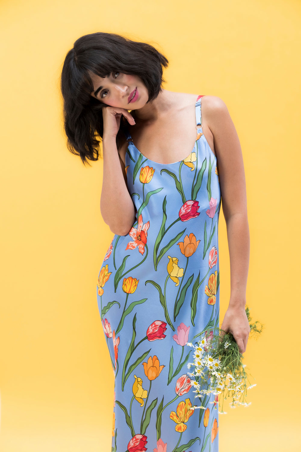 Tulips | Silk Midi Dress for Summer by Karen Mabon