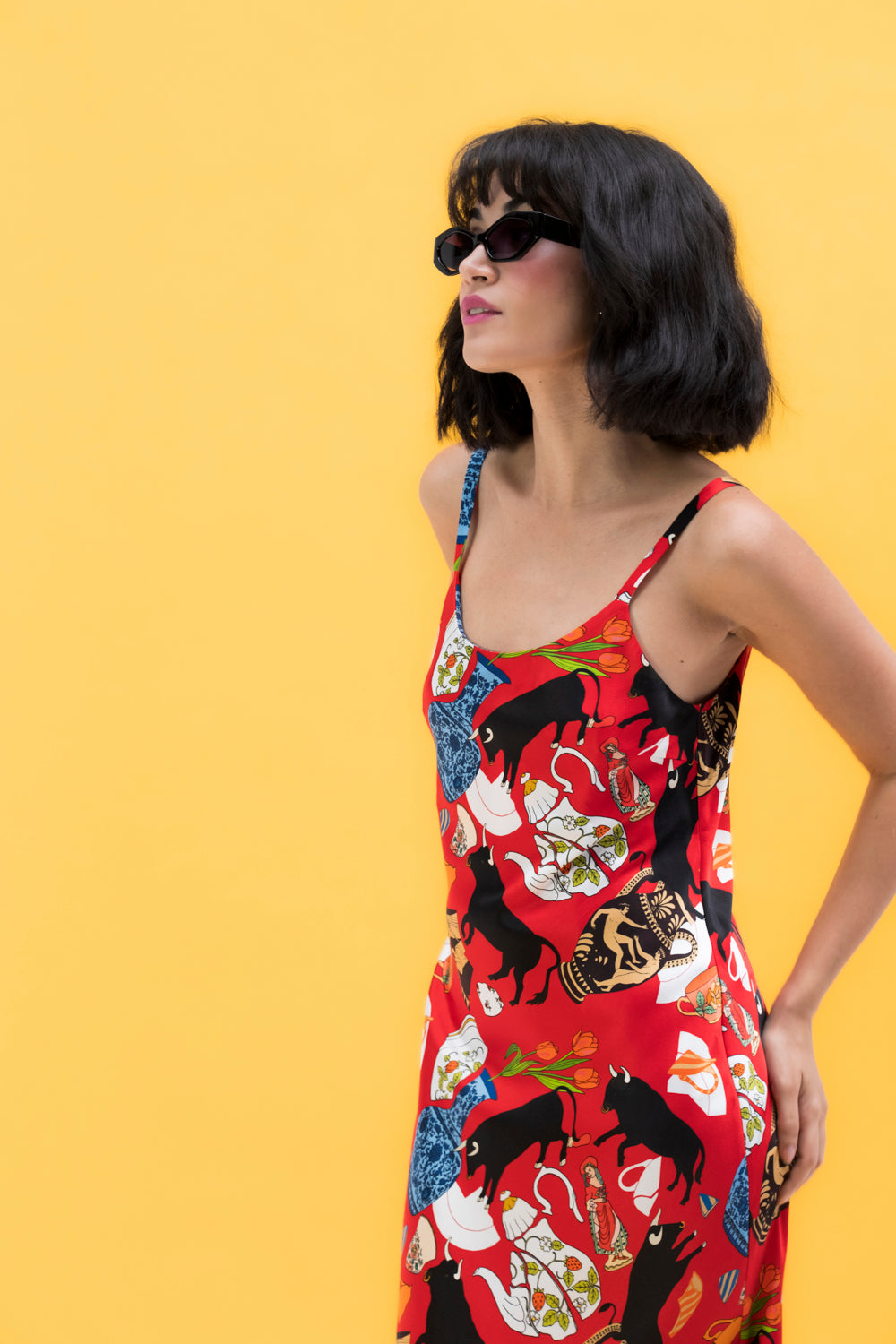 Bull in a China Shop | Silk Midi Dress for Summer by Karen Mabon