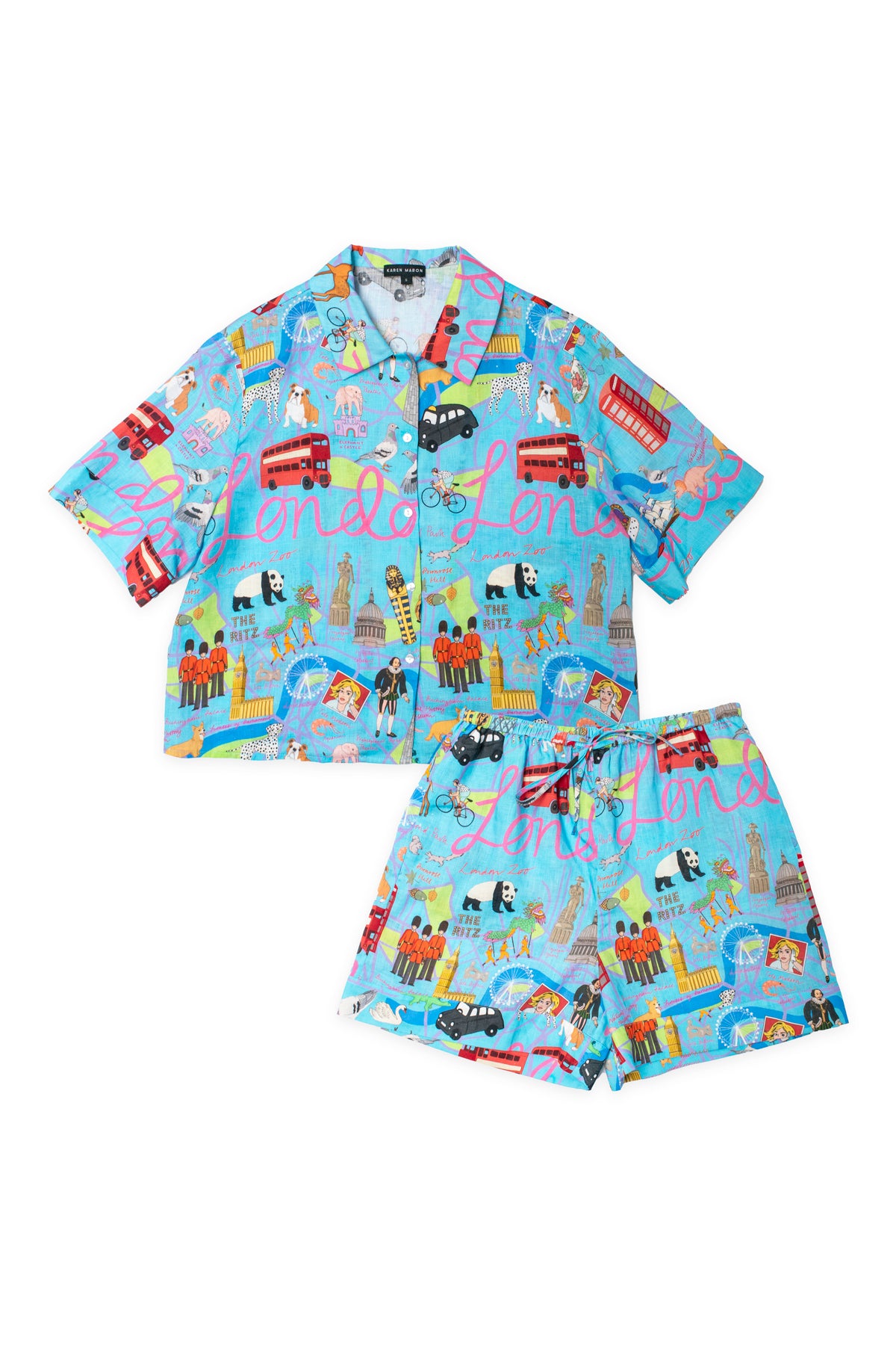 London Blue Short Linen Pyjama Set
