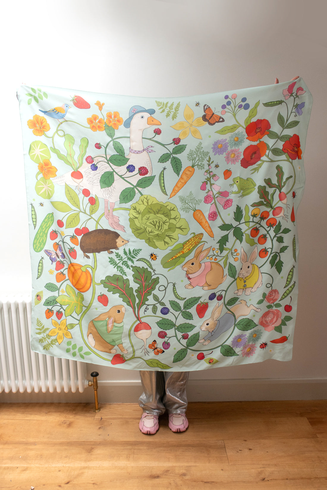 Peter Rabbit Crepe de Chine Oversized Silk Scarf | Sample