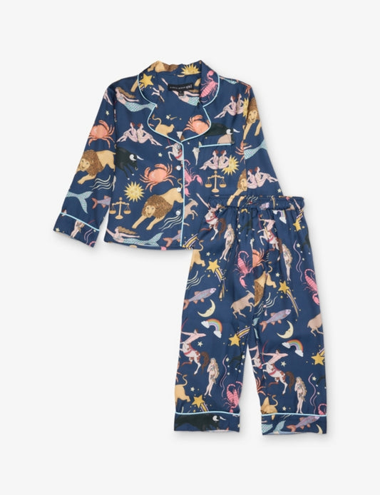 Kids Satin Pyjama Set | Zodiac | Navy | Karen Mabon