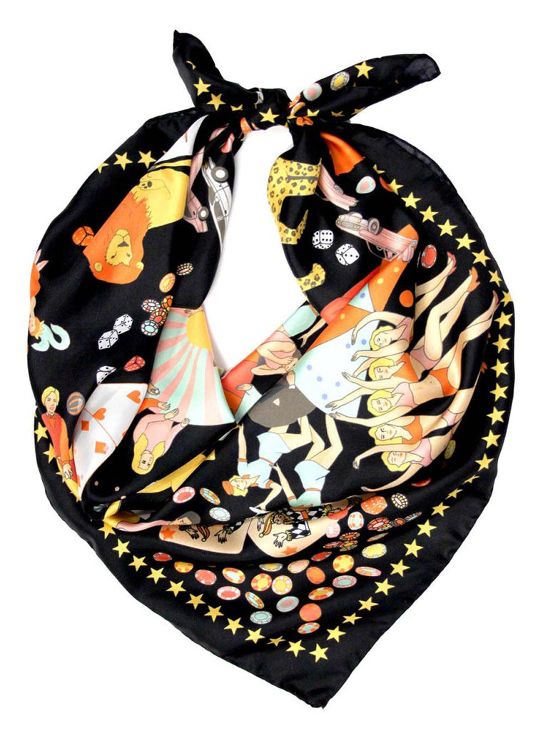 One Night in Vegas Silk Scarf | Midnight