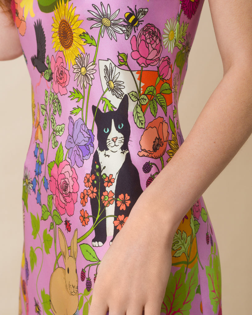 Garden of Earthly Delights Silk Slip Dress