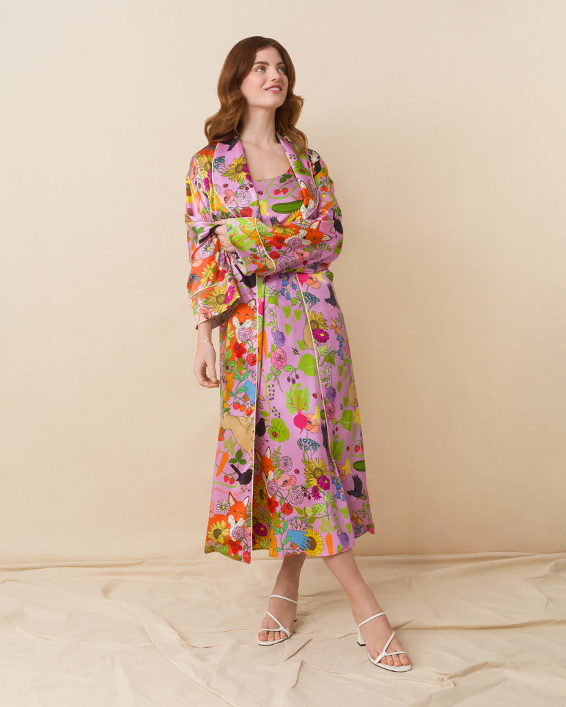 Garden of Earthly Delights Silk Slip Dress