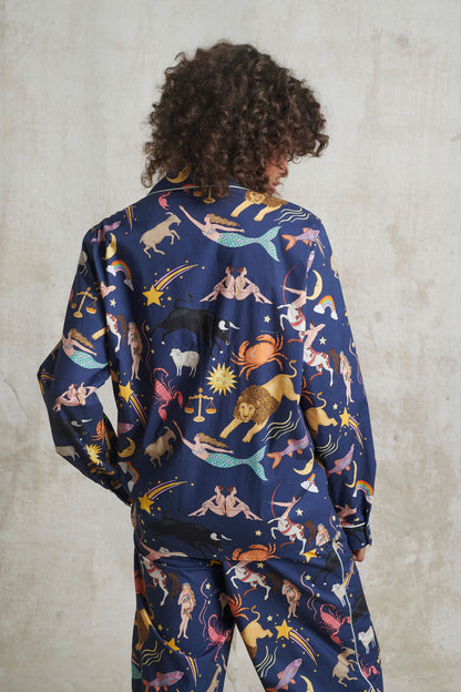 Zodiac Organic Cotton Pyjama Set | Navy
