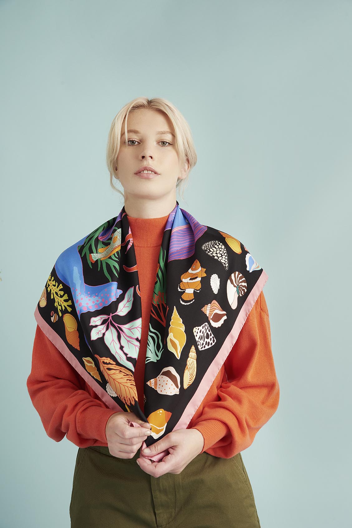 The Squid And The Whale silk scarf