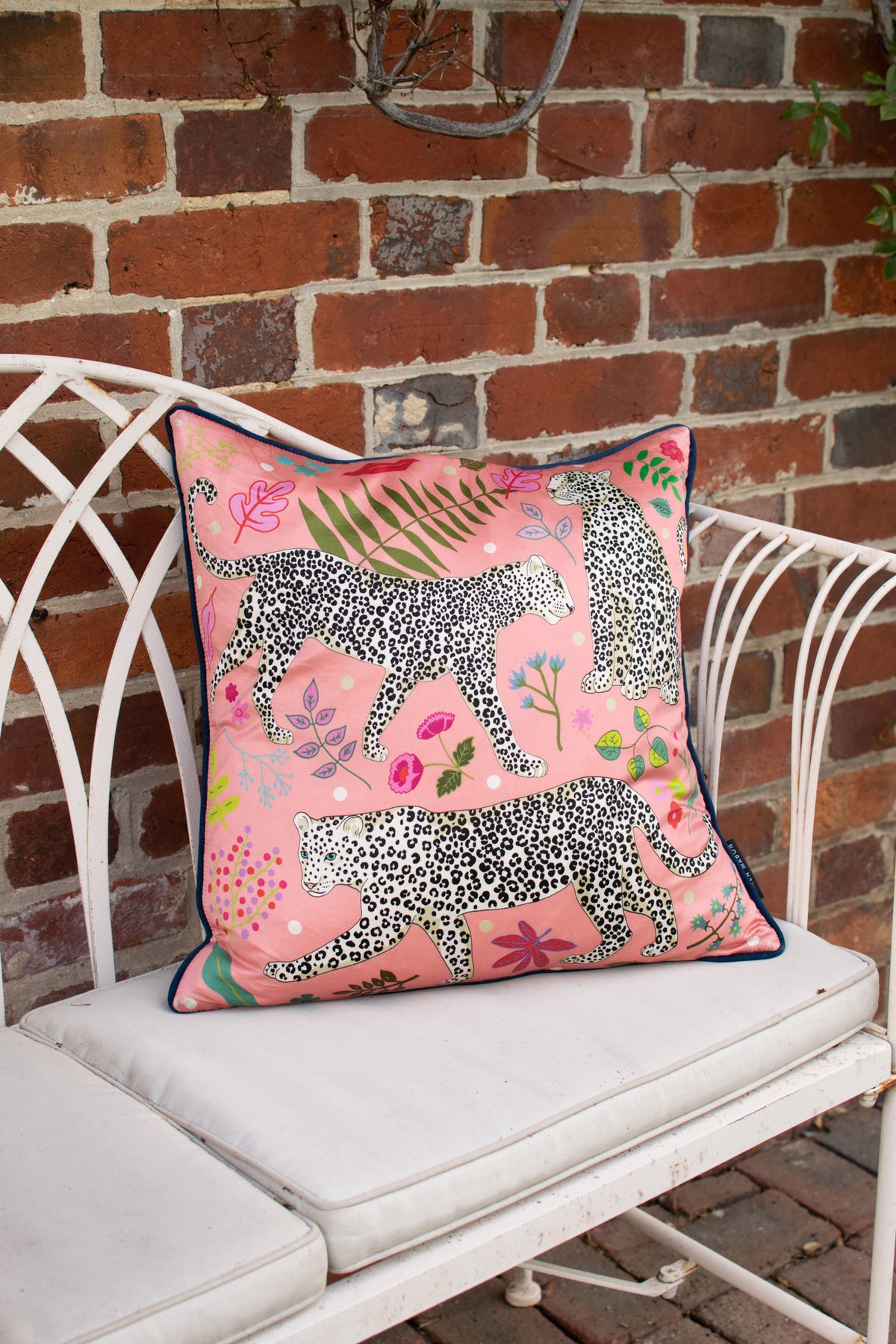 Large Snow Leopard Cushion Cover | Pink